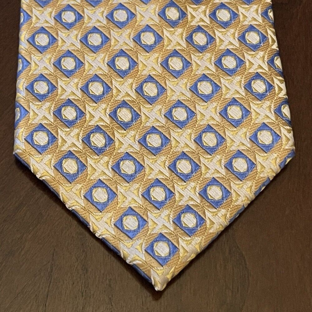 Laurant Bennet Milano Gold Blue 100% Polyester Men’s Neck Tie Made In China